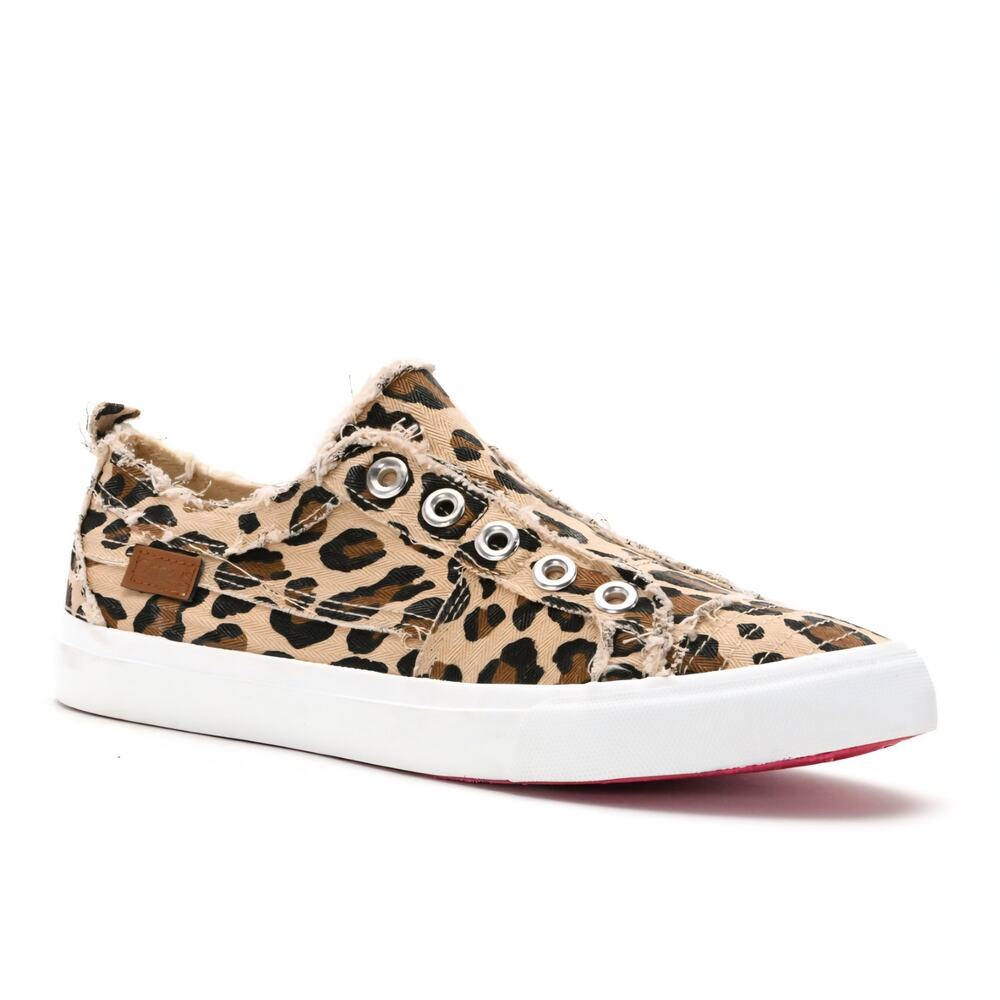 Corkys Babalu Tan Leopard Print Sneakers Distressed Pull On Shoes Womens Size 7